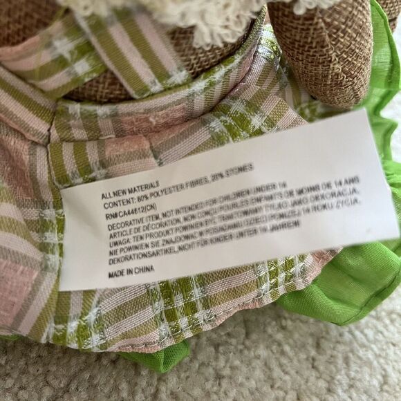 Bunny Boulevard Easter Bunny Rabbit Plush Floppy Ear Pink Gingham Dress Brown - Picture 6 of 9